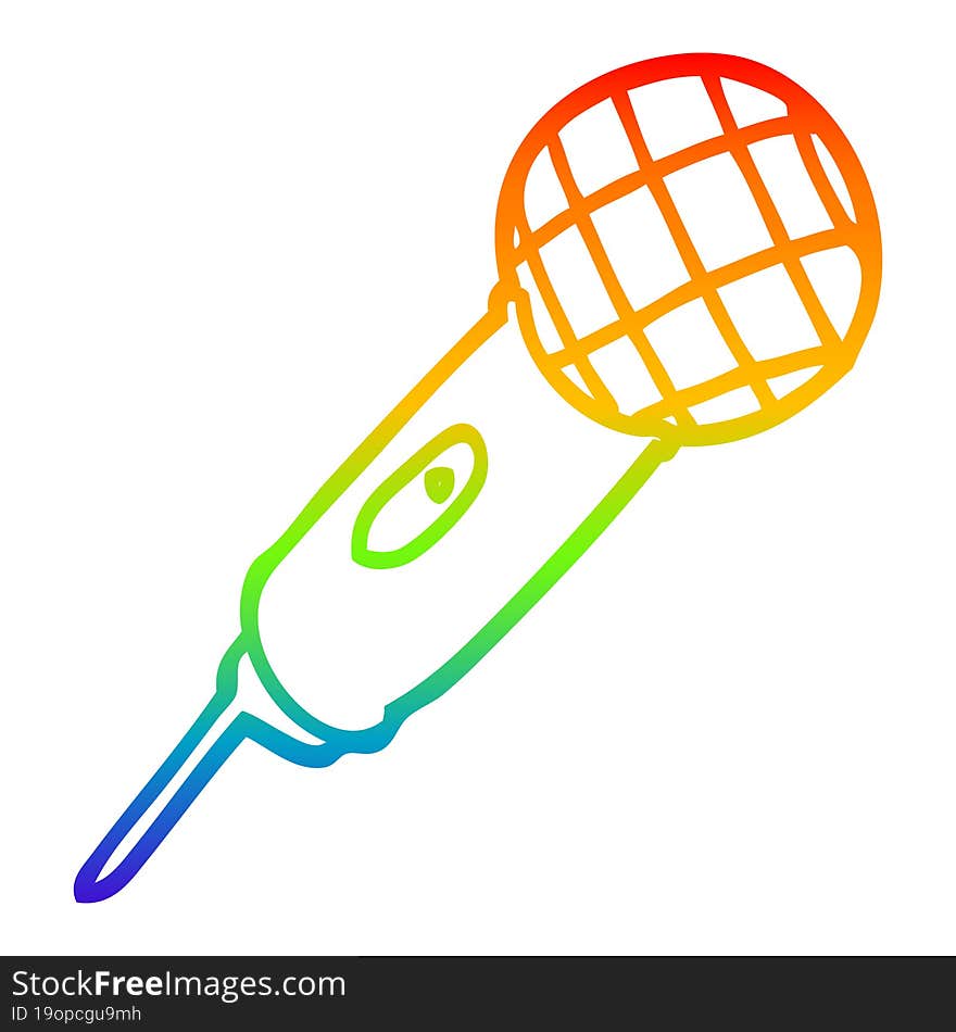 Rainbow Gradient Line Drawing Cartoon Microphone