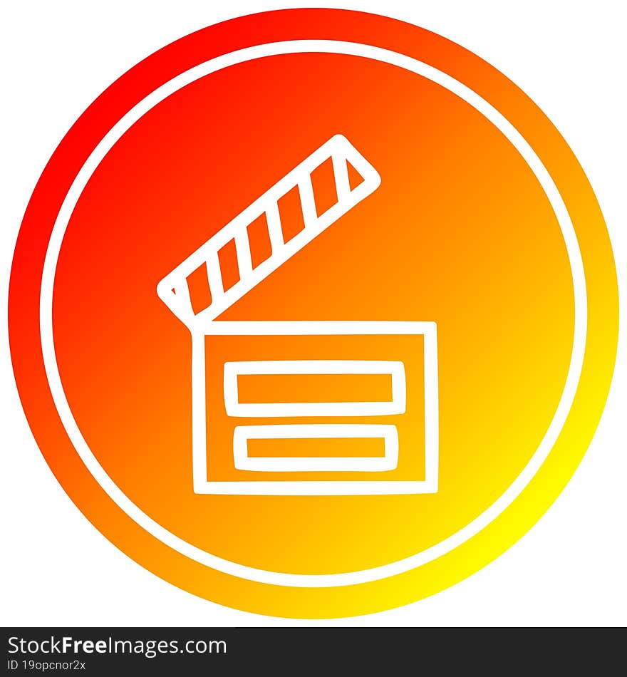 movie clapper board circular in hot gradient spectrum