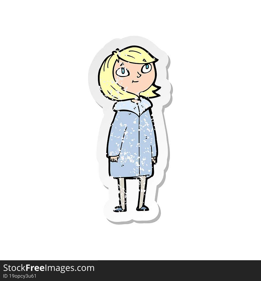 retro distressed sticker of a cartoon happy girl