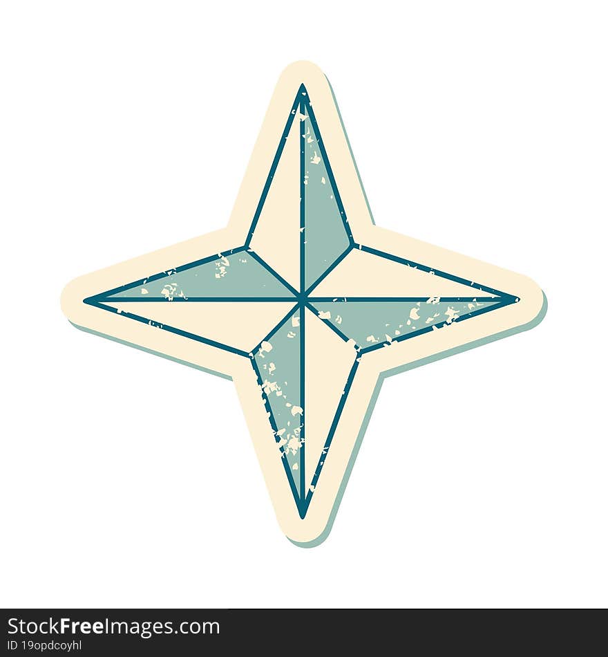 distressed sticker tattoo style icon of a star