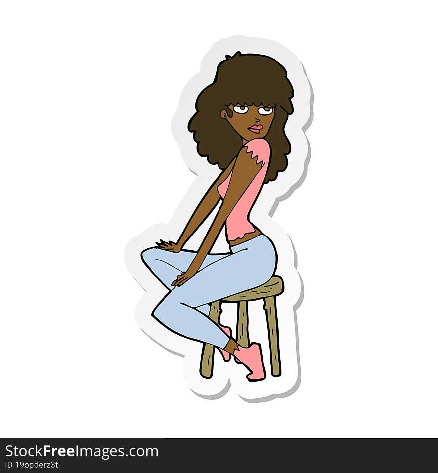 sticker of a cartoon woman striking pose