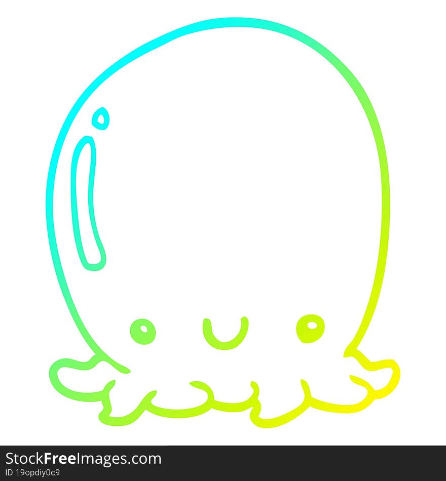 Cold Gradient Line Drawing Cute Cartoon Octopus