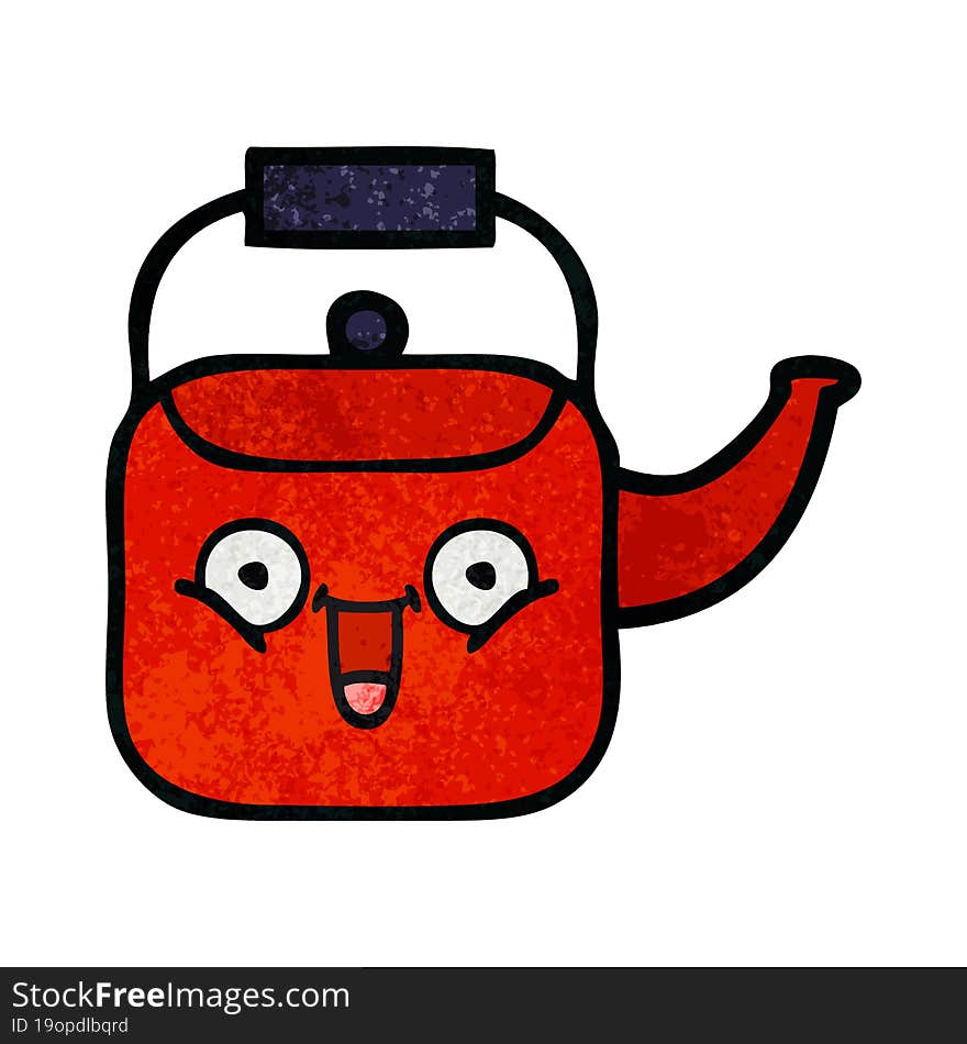 Retro Grunge Texture Cartoon Kettle