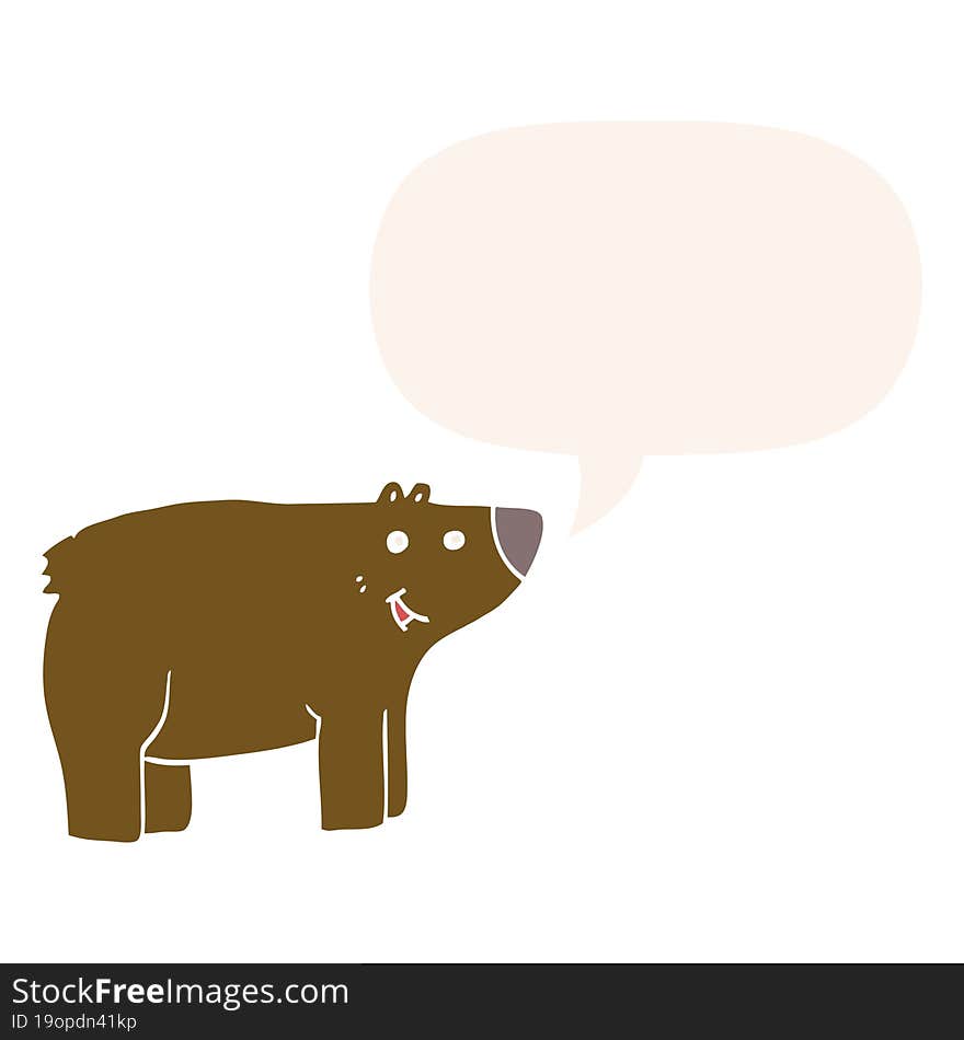 cartoon bear and speech bubble in retro style