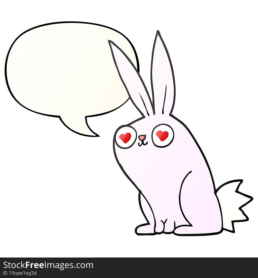 Cartoon Bunny Rabbit In Love And Speech Bubble In Smooth Gradient Style