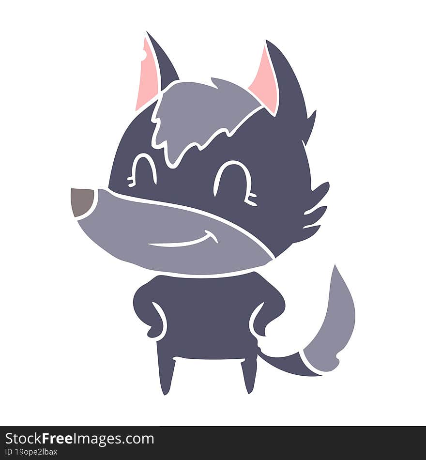 Friendly Flat Color Style Cartoon Wolf