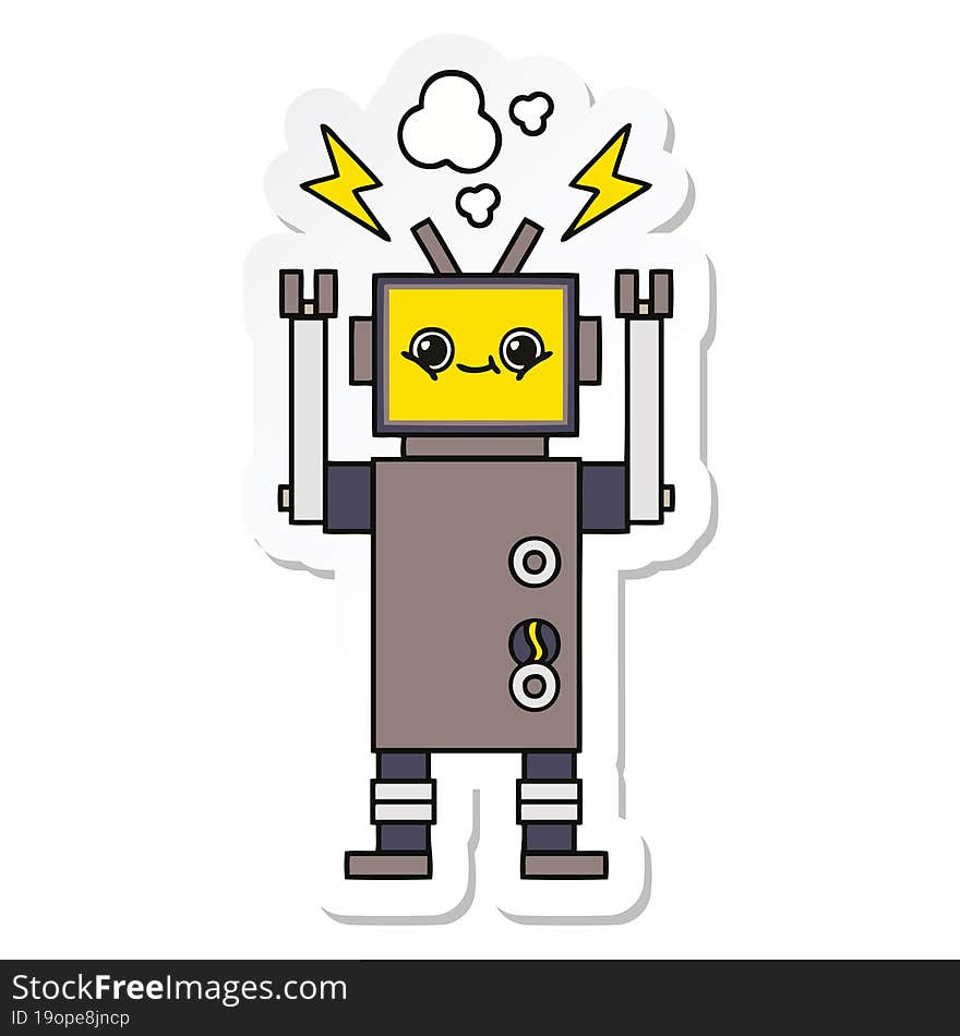 sticker of a cute cartoon robot