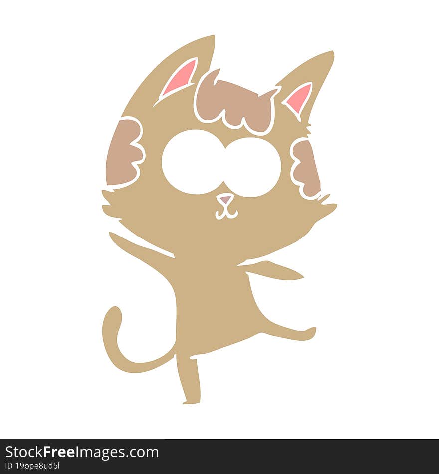 happy flat color style cartoon cat dancing