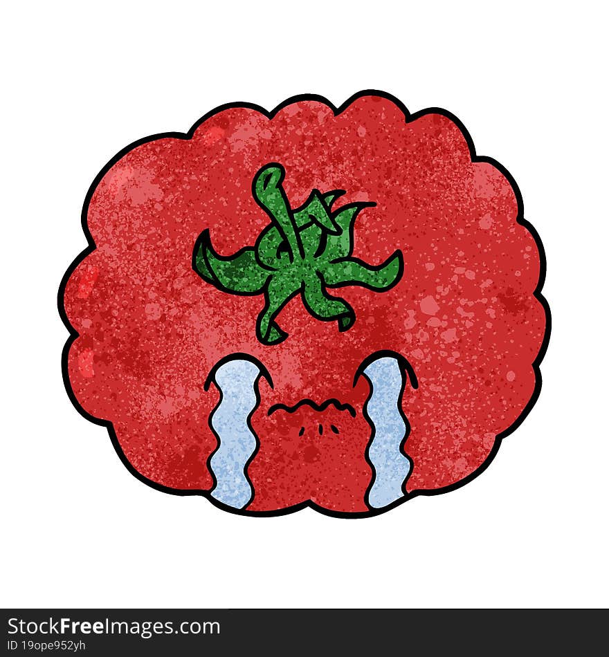 cartoon crying tomato. cartoon crying tomato