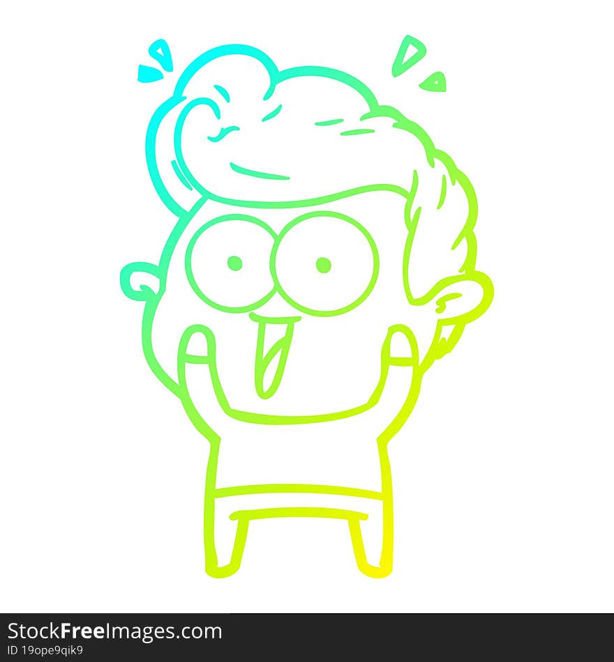 cold gradient line drawing cartoon excited man