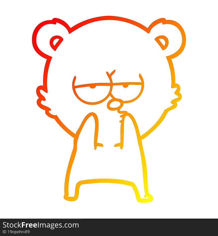 warm gradient line drawing bored bear cartoon