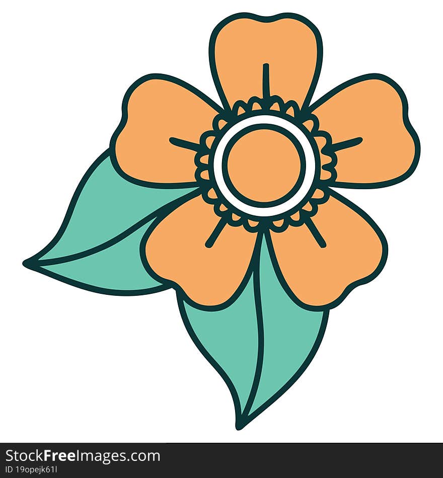 iconic tattoo style image of a flower. iconic tattoo style image of a flower