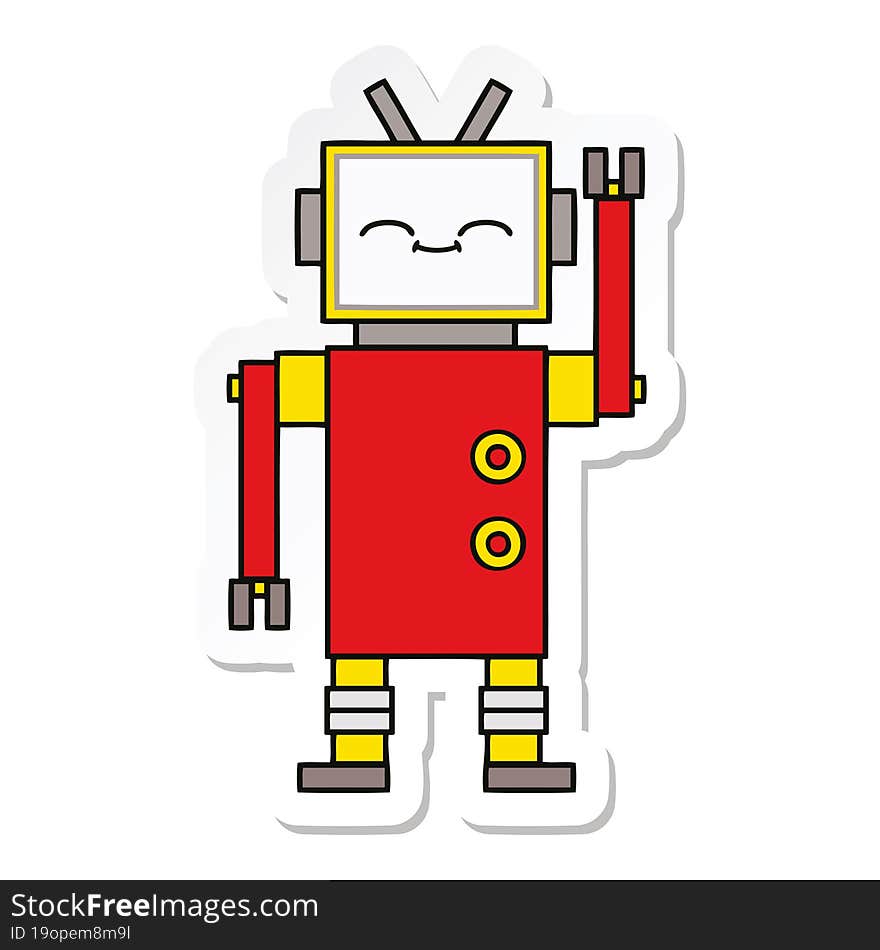 Sticker Of A Cute Cartoon Robot