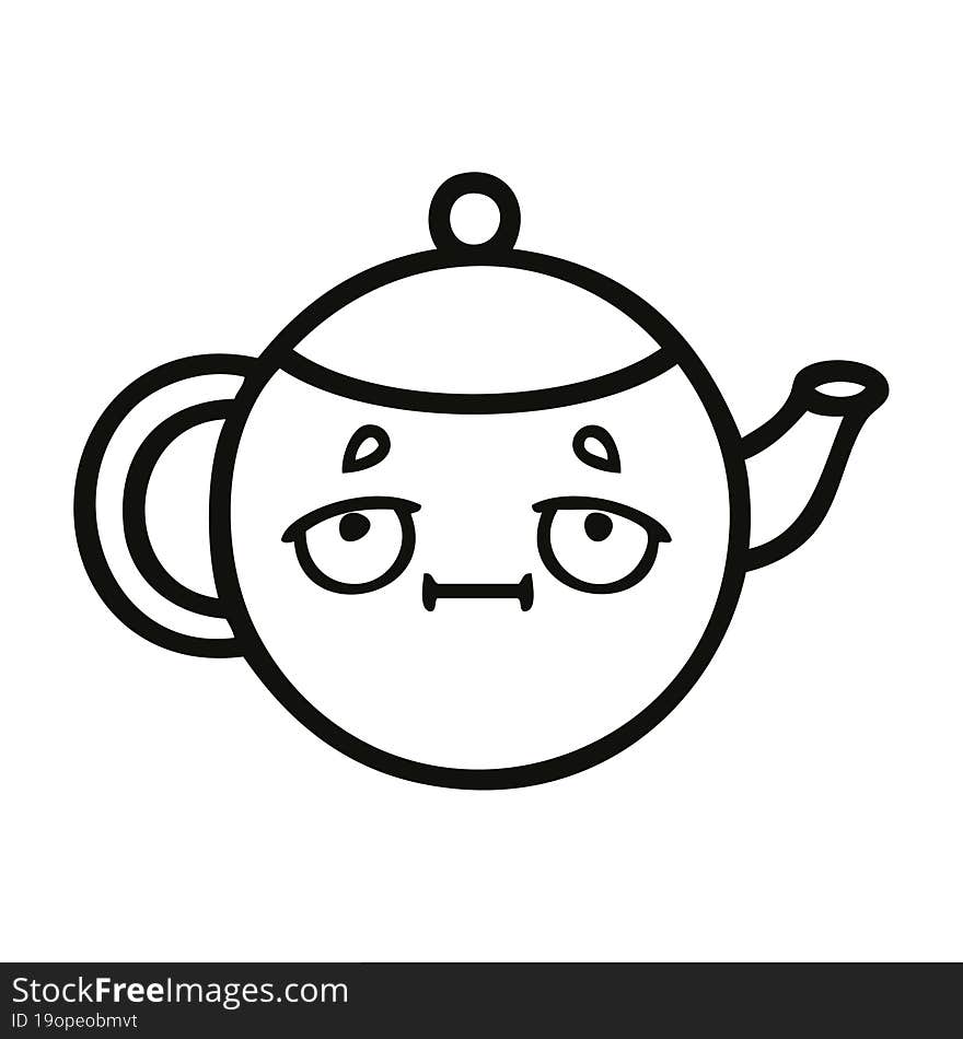 Line Drawing Cartoon Teapot