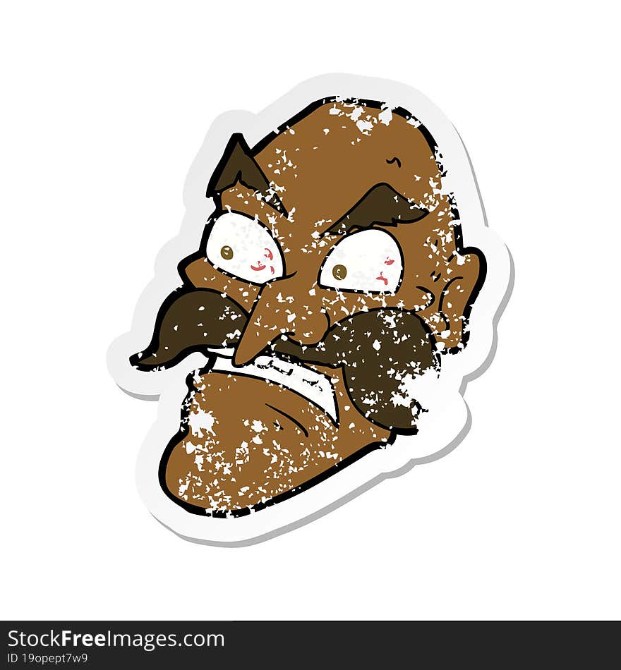 retro distressed sticker of a cartoon angry old man