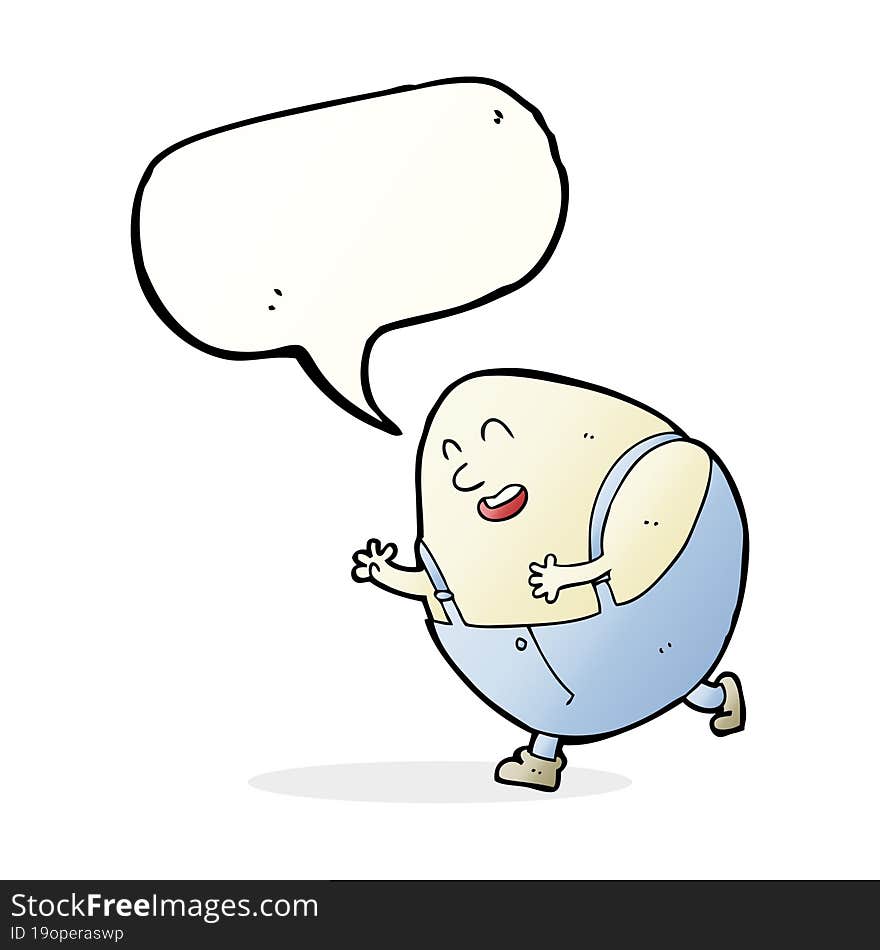 Cartoon Humpty Dumpty Egg Character With Speech Bubble