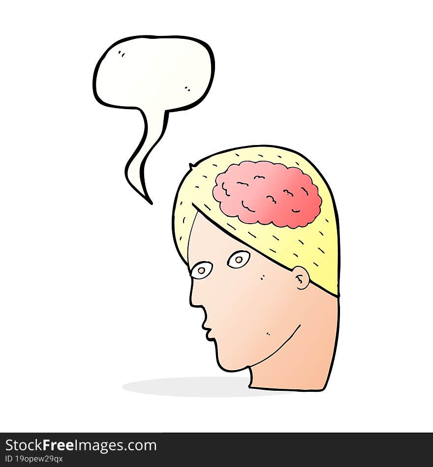 cartoon head with brain symbol with speech bubble