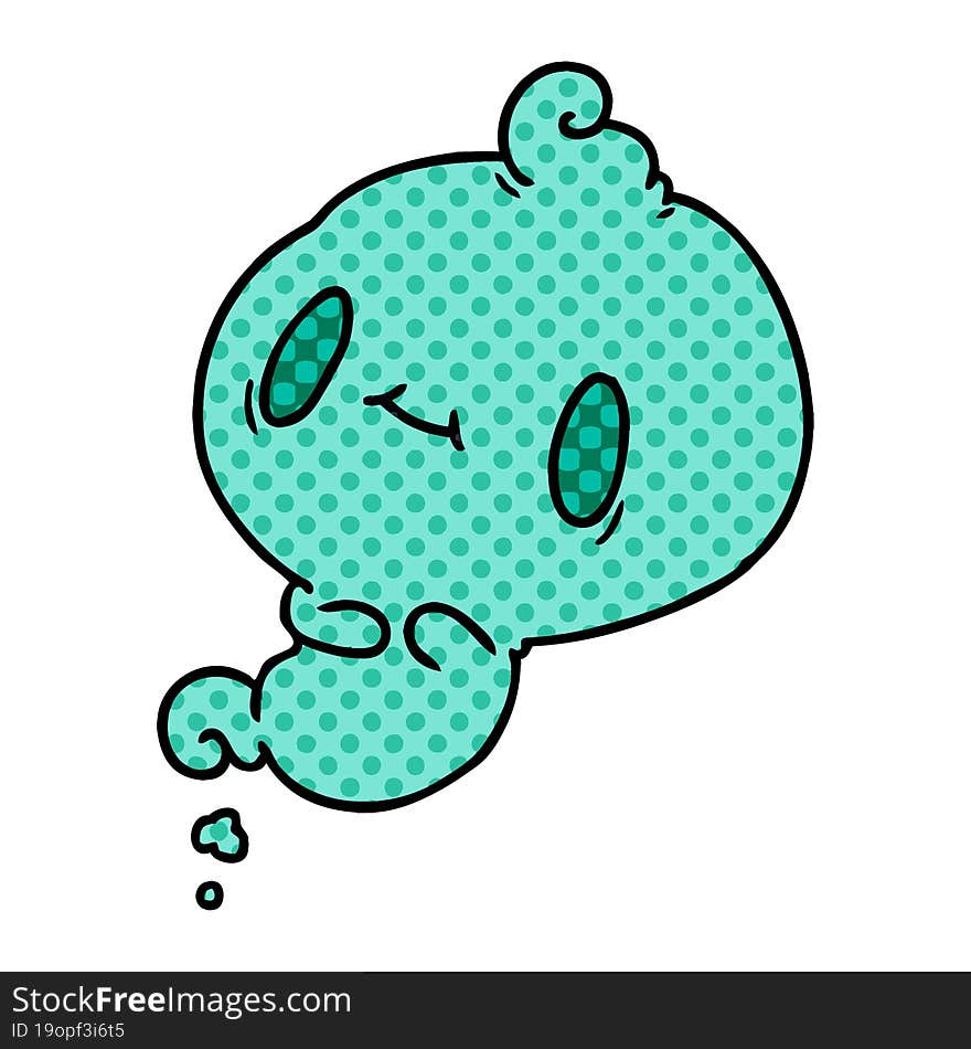 cartoon illustration of a kawaii cute ghost. cartoon illustration of a kawaii cute ghost