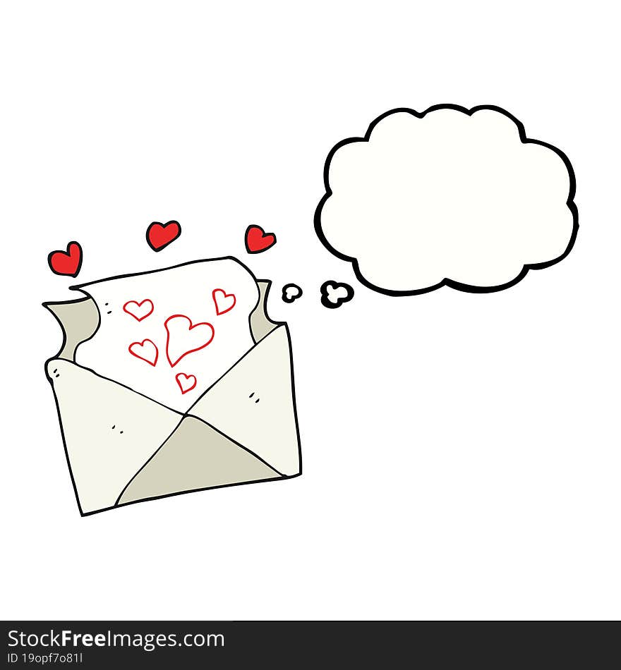 thought bubble cartoon love letter