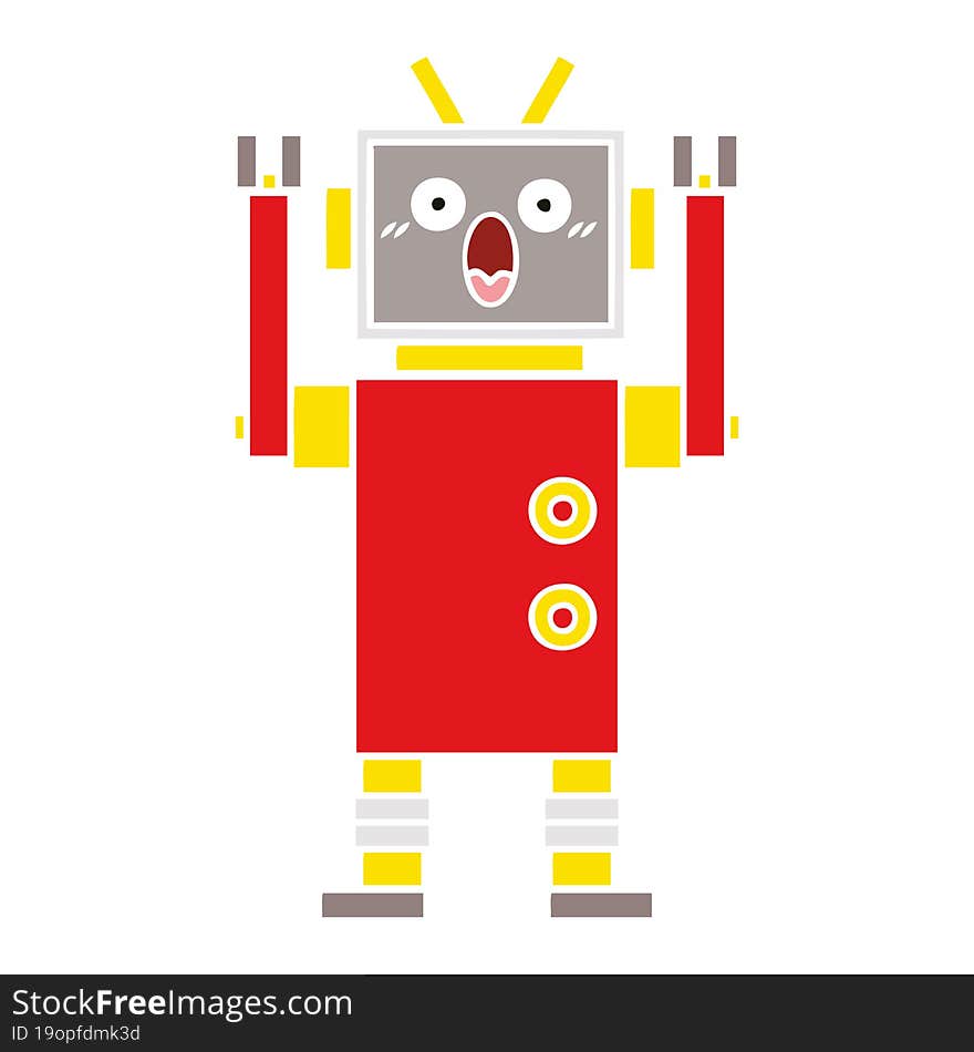 flat color retro cartoon of a robot