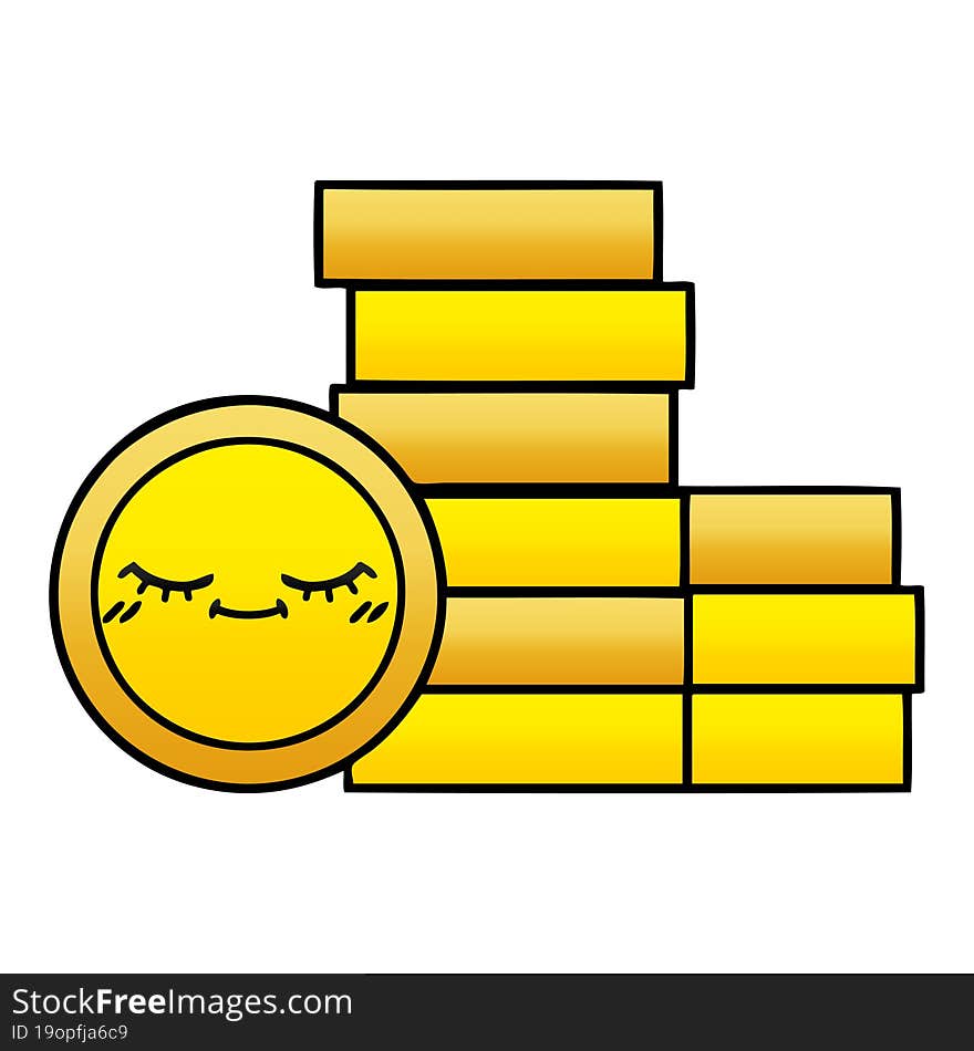 gradient shaded cartoon coins