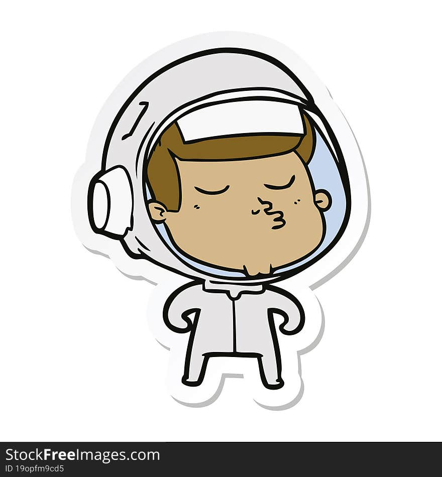 sticker of a cartoon confident astronaut