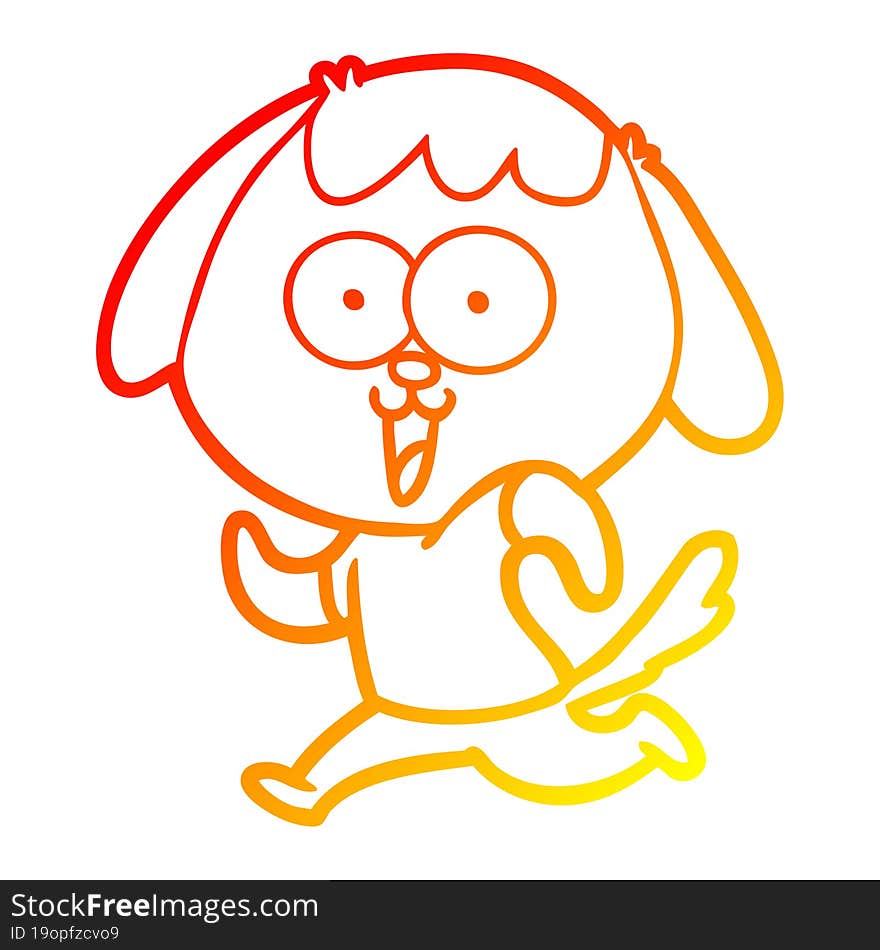 Warm Gradient Line Drawing Cute Cartoon Dog