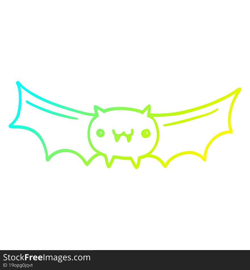 cold gradient line drawing cartoon vampire bat