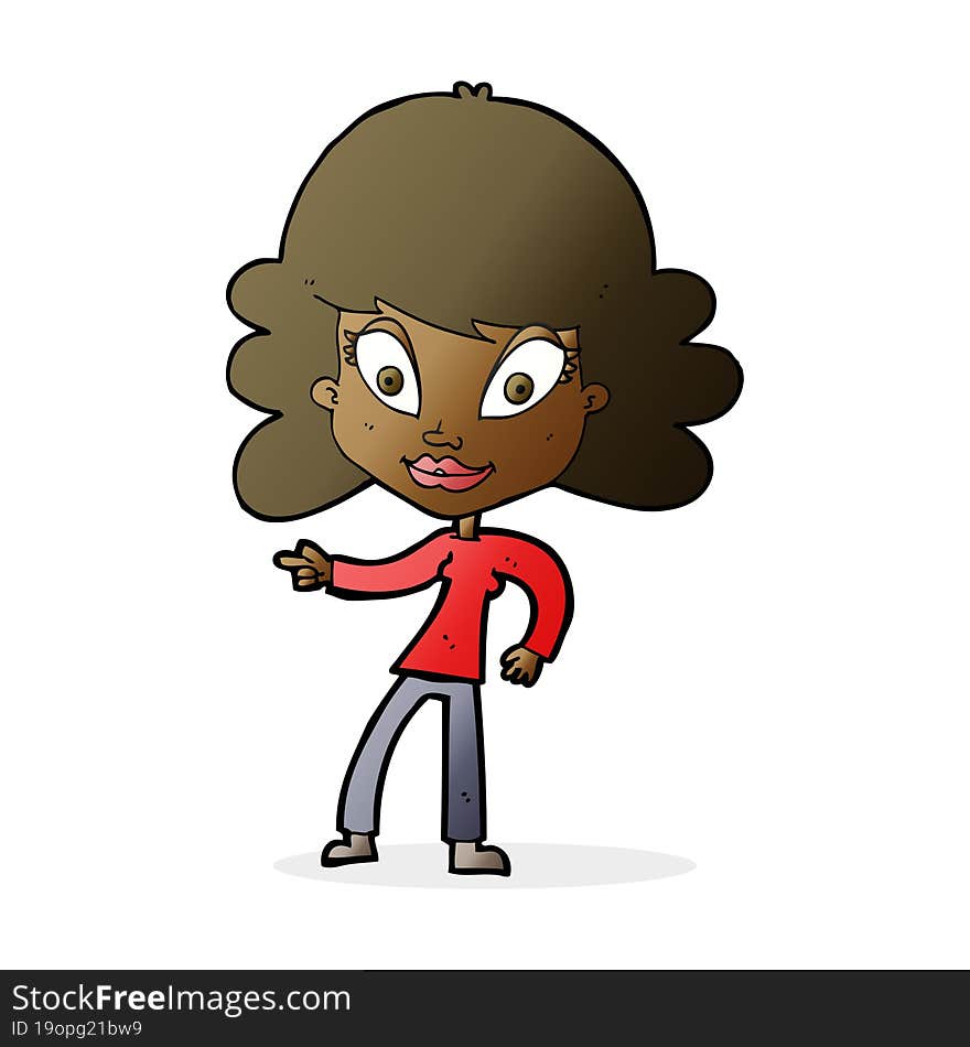 cartoon woman pointing