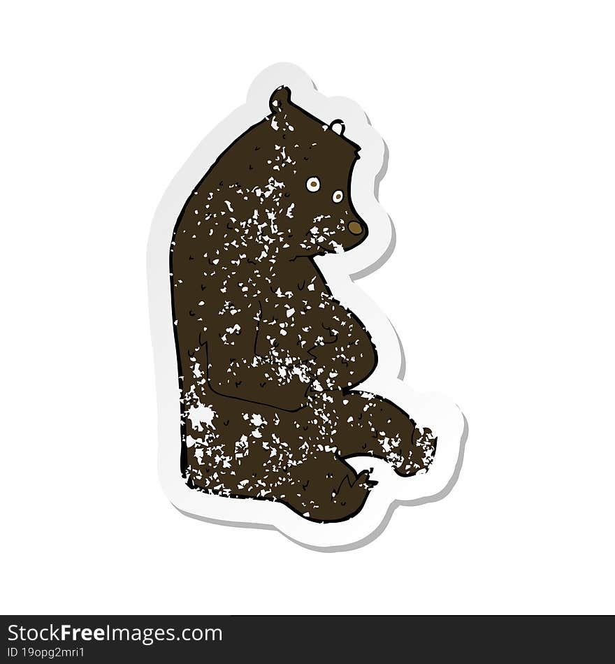 retro distressed sticker of a cartoon happy black bear