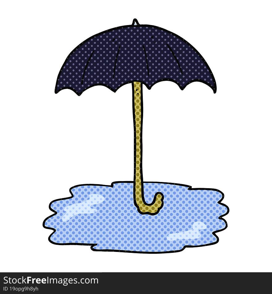 comic book style cartoon wet umbrella