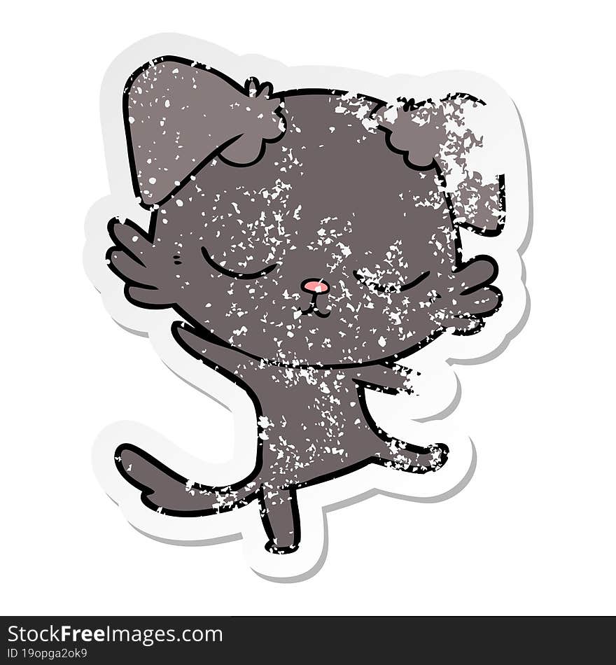 distressed sticker of a cute cartoon dog