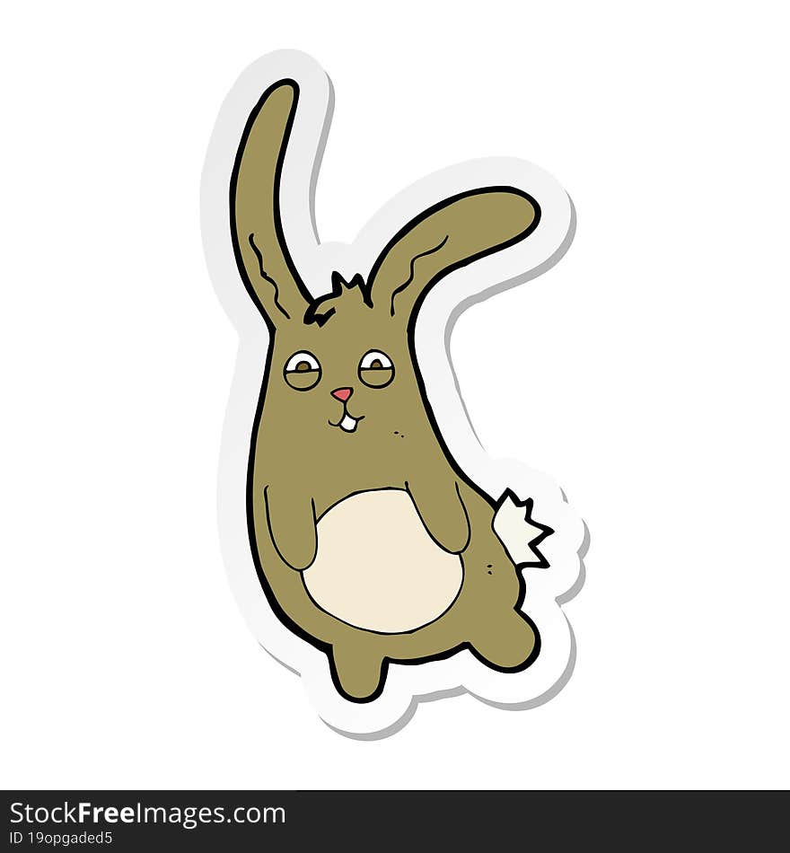 sticker of a funny cartoon rabbit