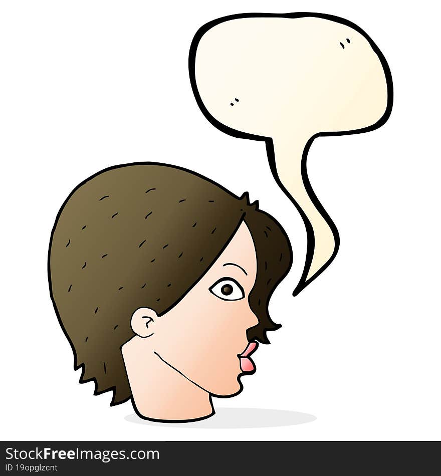 cartoon staring woman with speech bubble