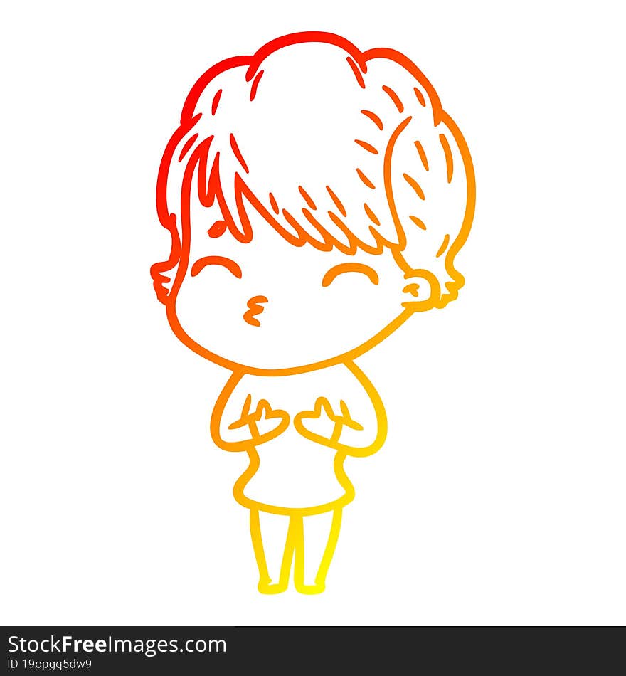 warm gradient line drawing of a cartoon woman thinking