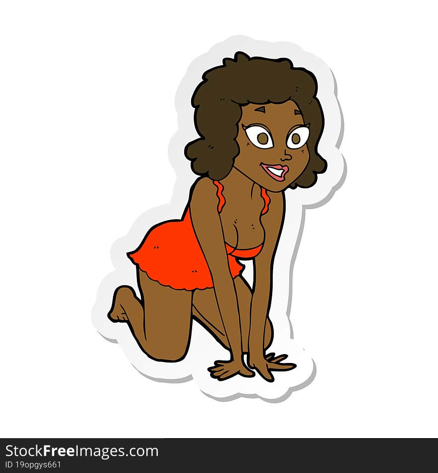 sticker of a cartoon funny sexy woman