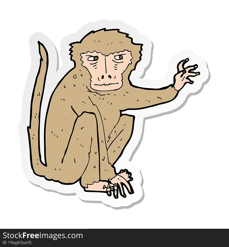 Sticker Of A Cartoon Evil Monkey