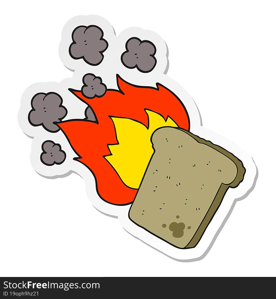 Sticker Of A Cartoon Burnt Toast