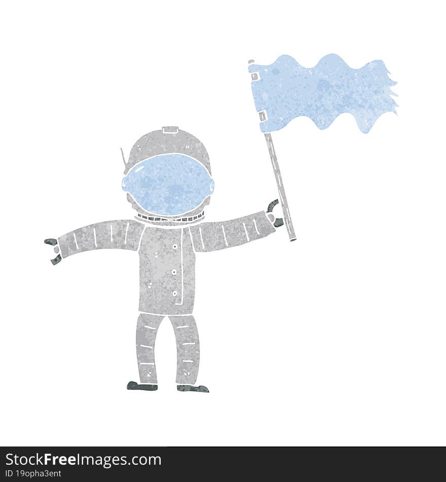 cartoon astronaut with flag