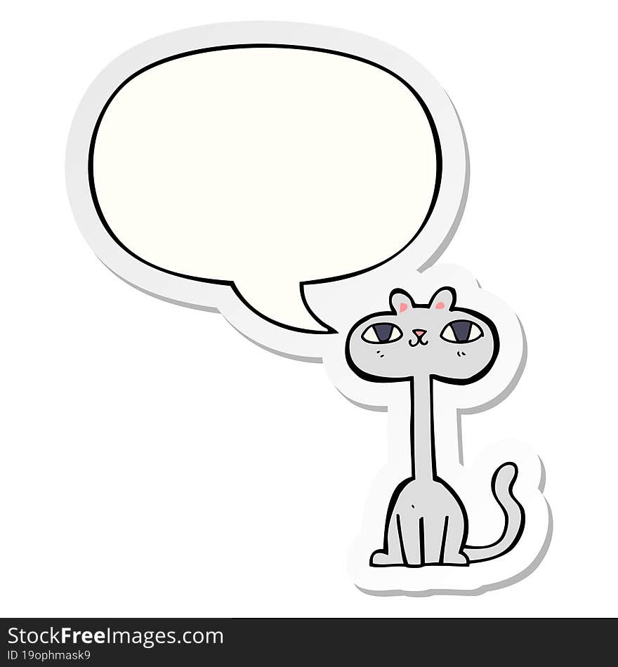 cartoon cat with speech bubble sticker. cartoon cat with speech bubble sticker