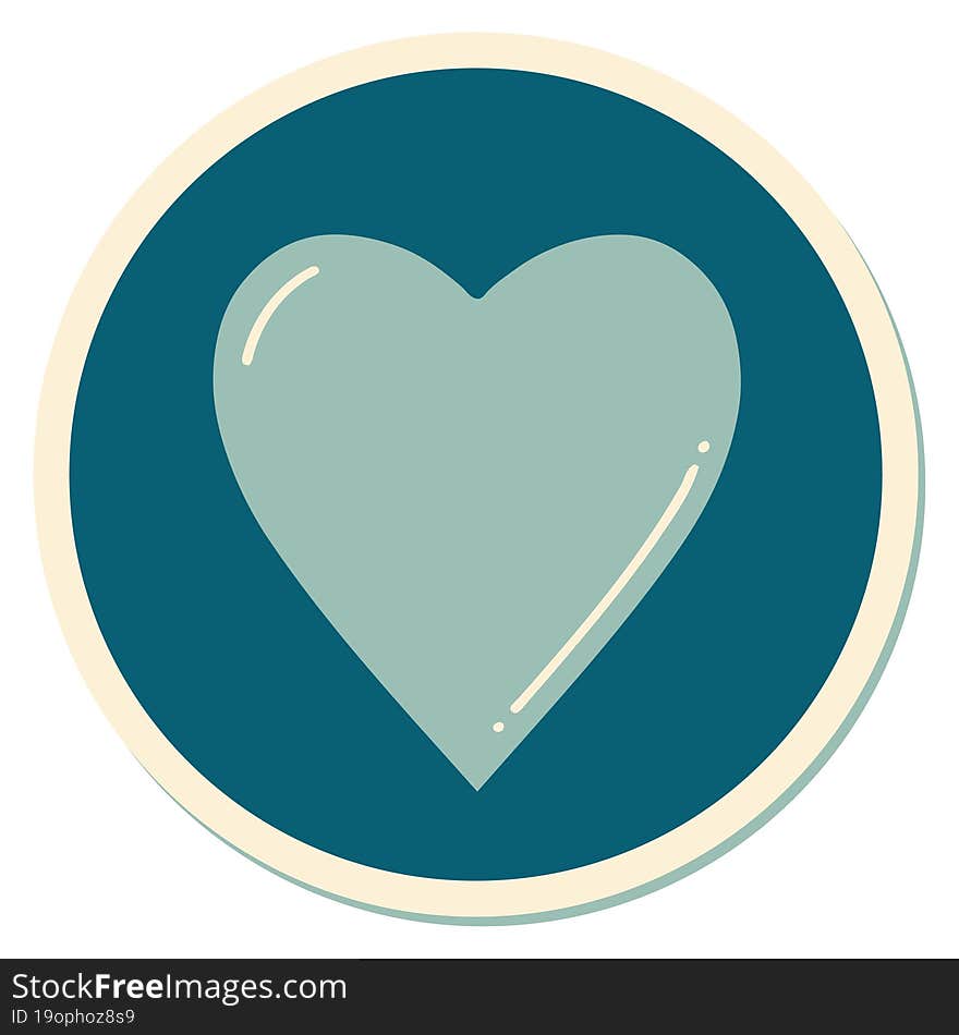 sticker of tattoo in traditional style of a heart. sticker of tattoo in traditional style of a heart