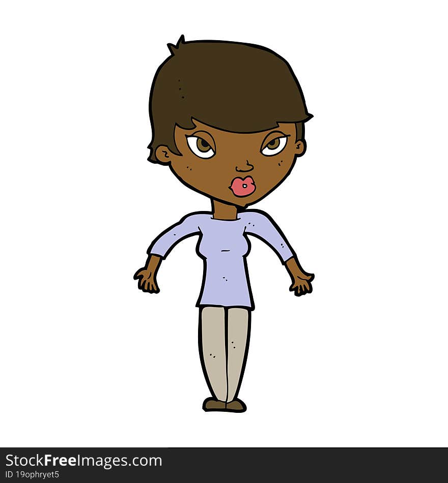 cartoon woman shrugging shoulders