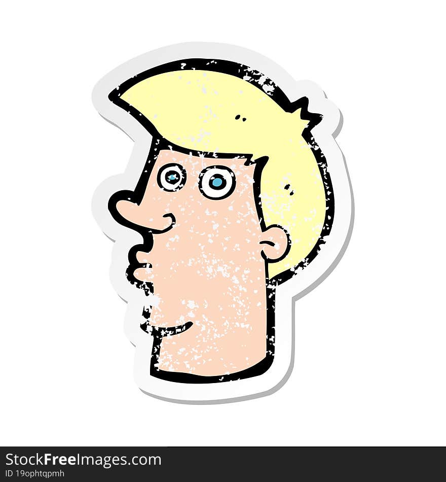 Retro Distressed Sticker Of A Cartoon Confused Man