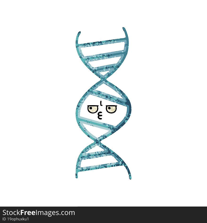 retro illustration style cartoon of a DNA strand