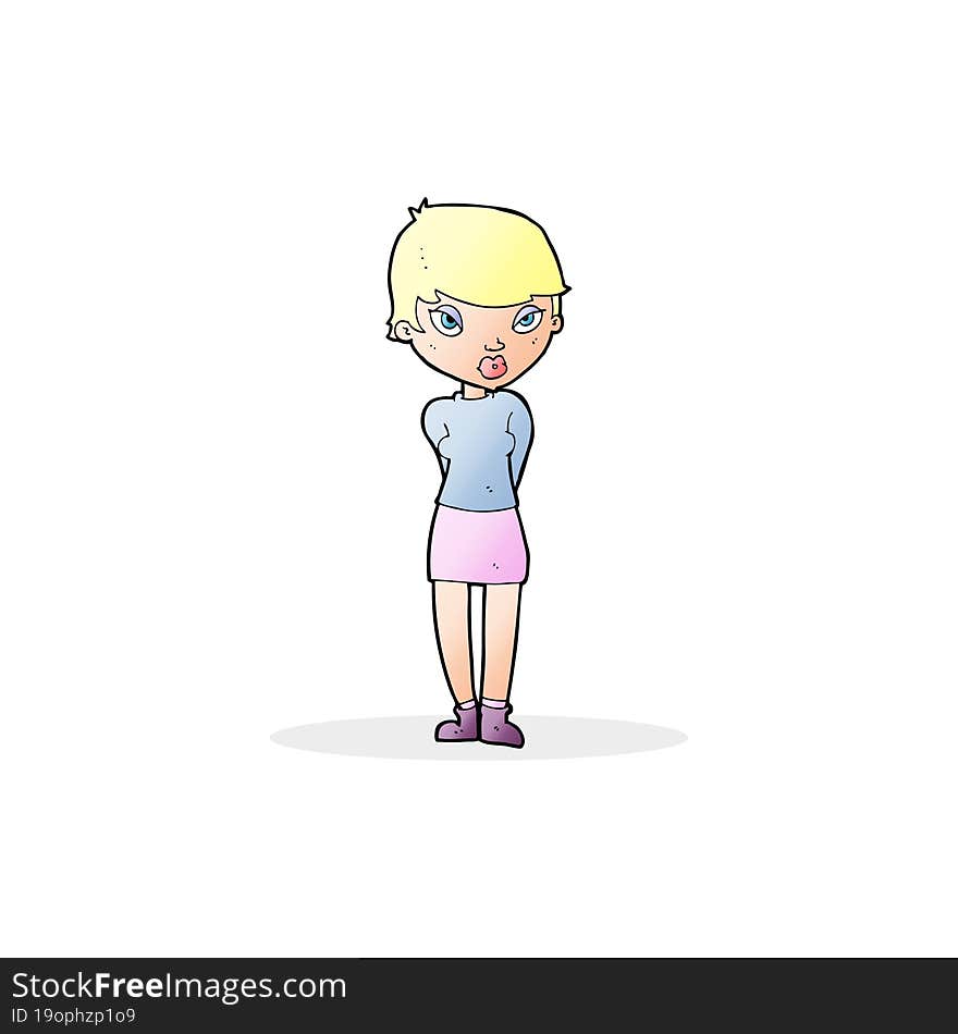 cartoon shy woman