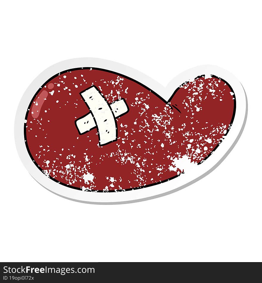 distressed sticker of a cartoon injured gall bladder