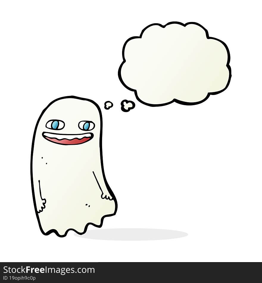 funny cartoon ghost with thought bubble