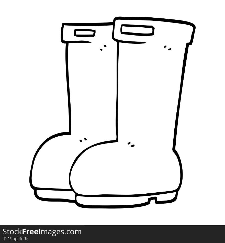 line drawing cartoon red wellies