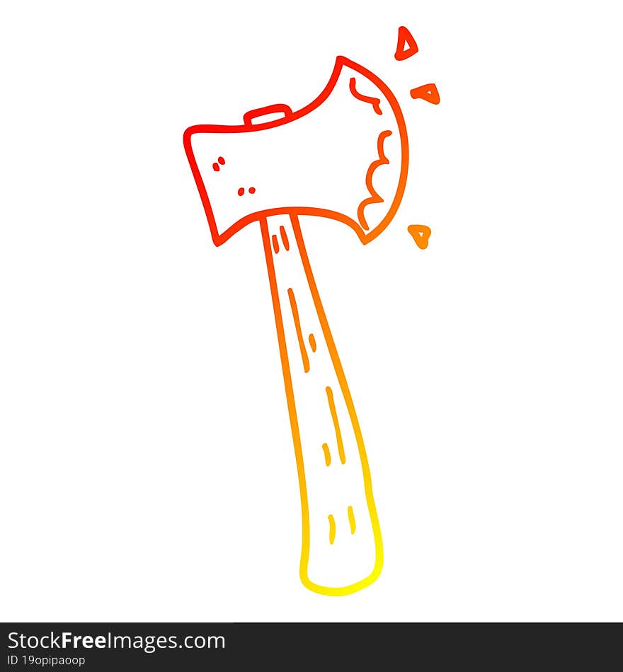 warm gradient line drawing cartoon axe