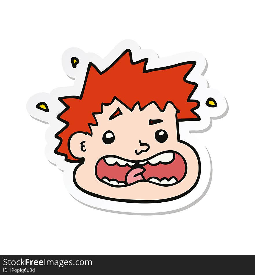 sticker of a cartoon frightened face